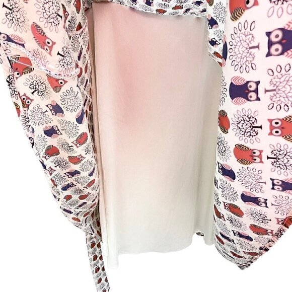 Owl Print Sleeveless Fit & Flare Midi Dress Back Tie Yellow Star Women’s 1X Plus - Picture 9 of 13